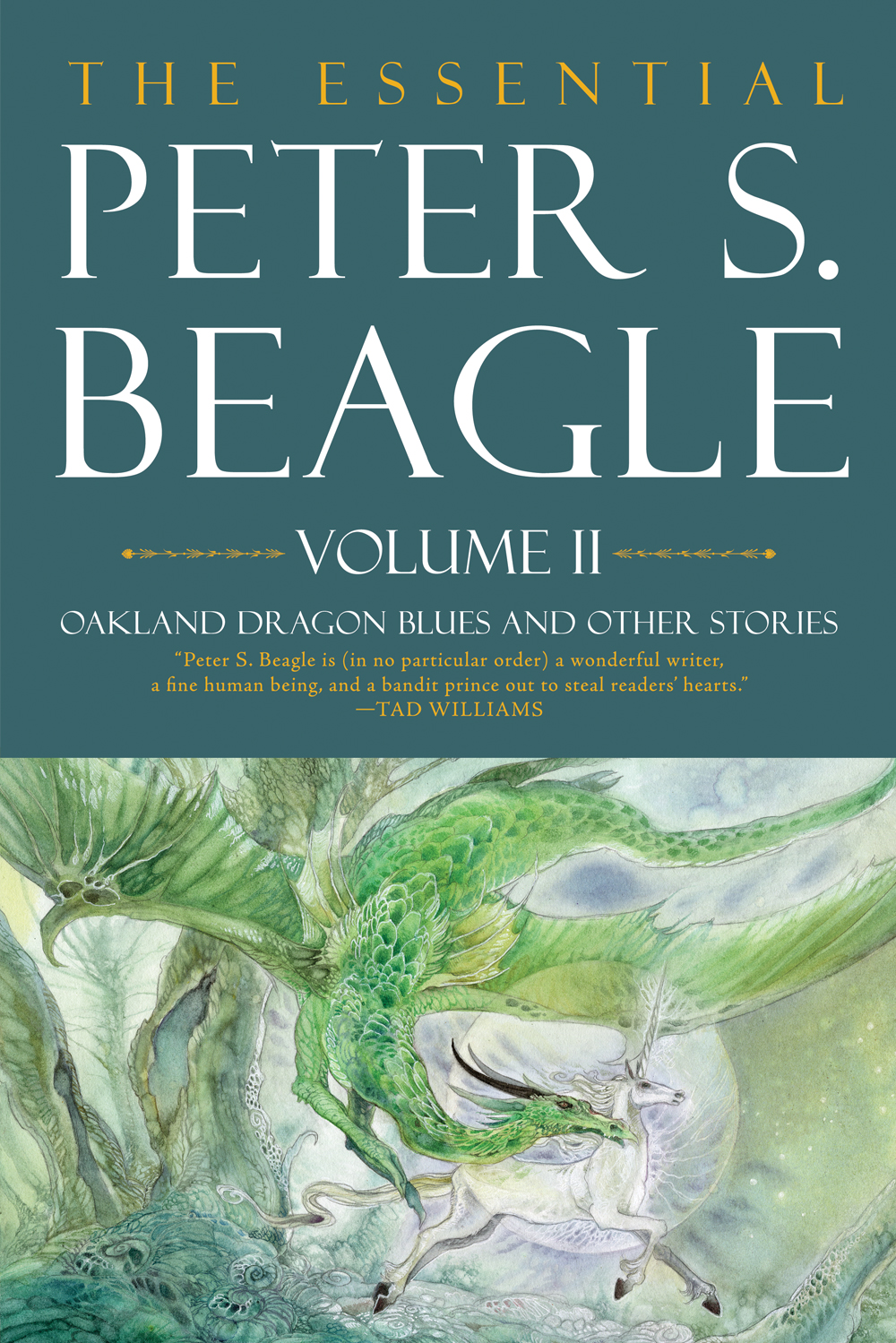 cover of The Essential Peter S. Beagle Volume 2; art by Stephanie Law, design by Elizabeth Story